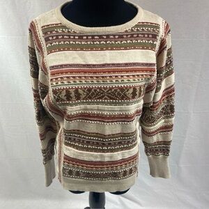 Vtg Chaps Ralph Lauren Aztec Navajo Chunky Knit Sweater Womens Small 1990s 90s